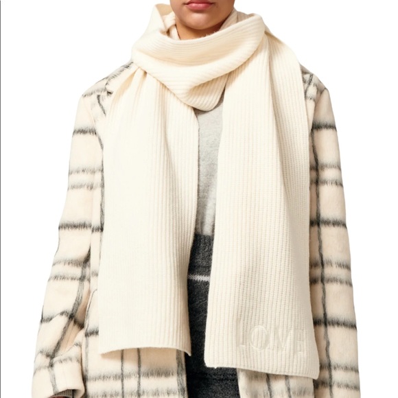 NWT LITA by Ciara 100% Cashmere Ivory LOVE Rib Scarf - Picture 1 of 7